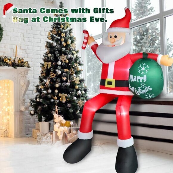 🆕8 FT Christmas Inflatable Santa Outdoor Gift Bag Blow up LED Decorations - Picture 6 of 8